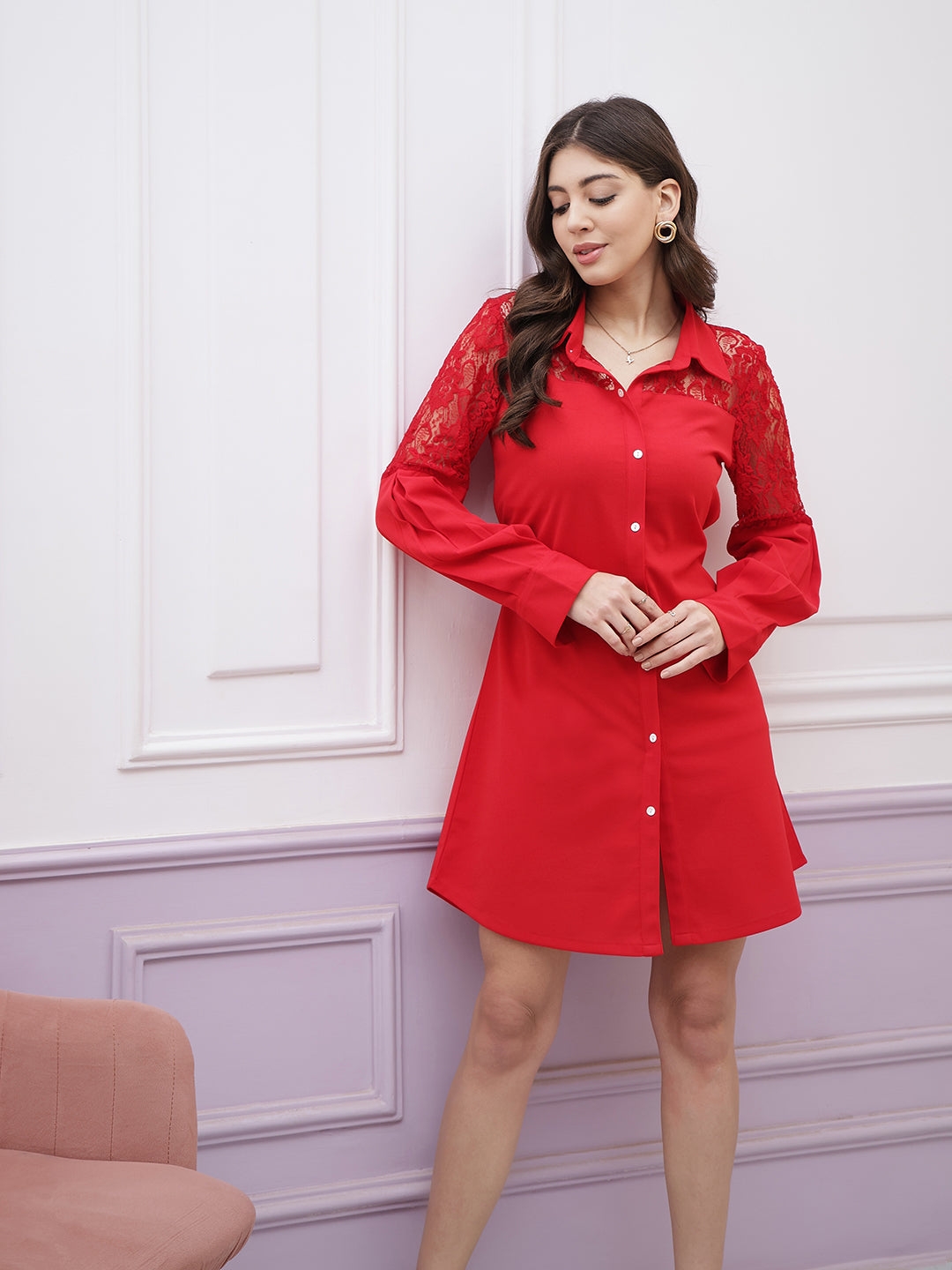 Athena Cuffed Sleeves Shirt Dress