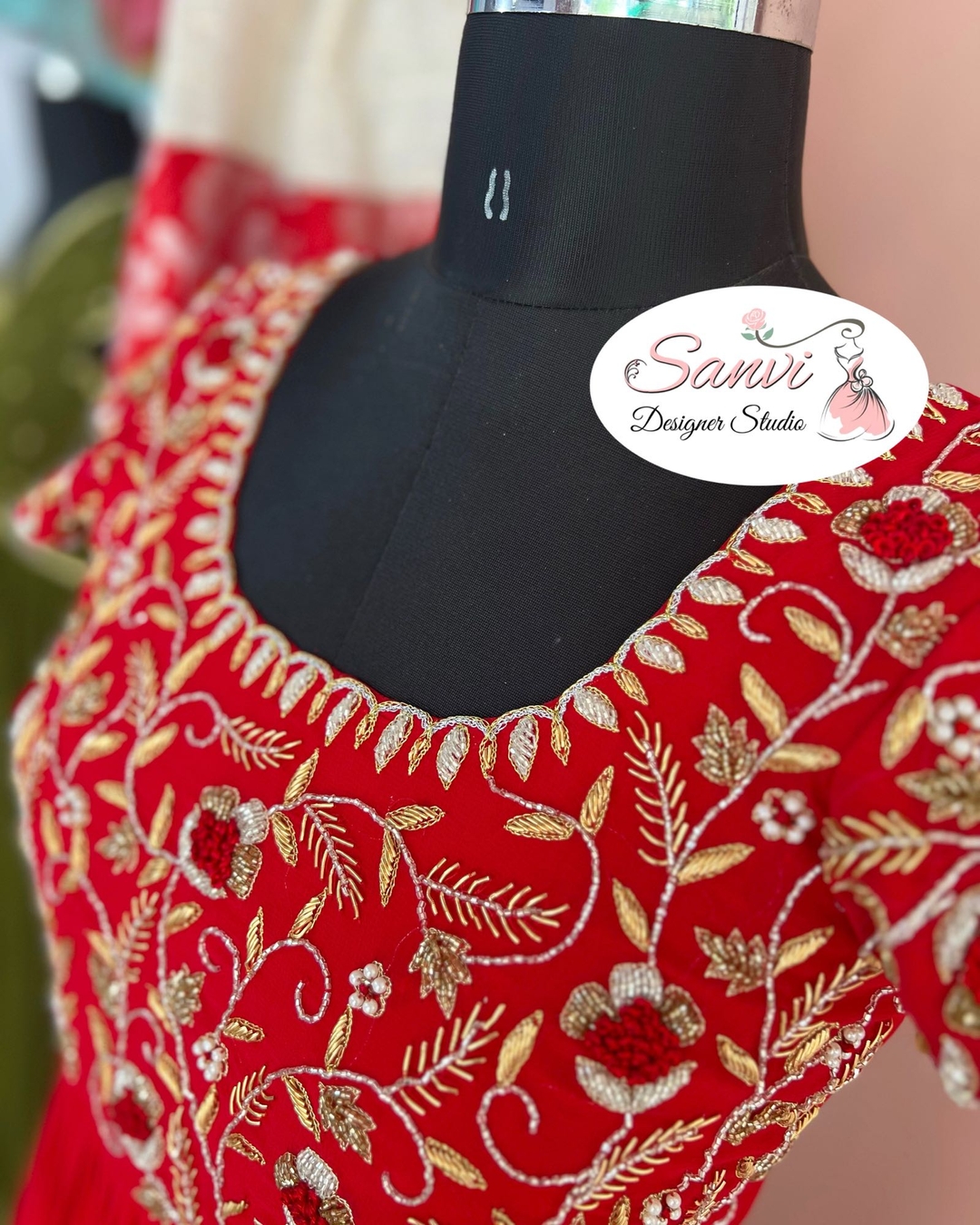 Red georgette long dress