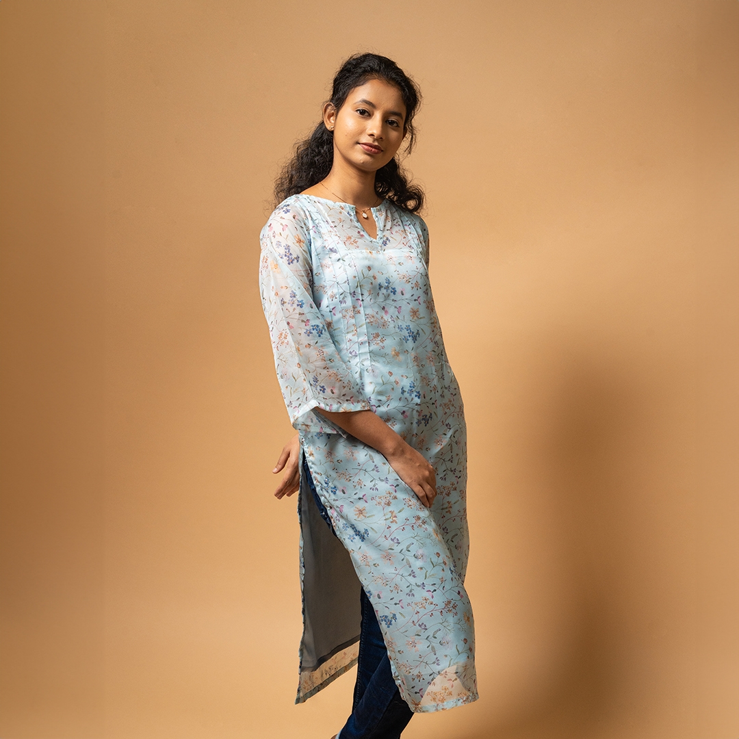 Blue Organza Kurti