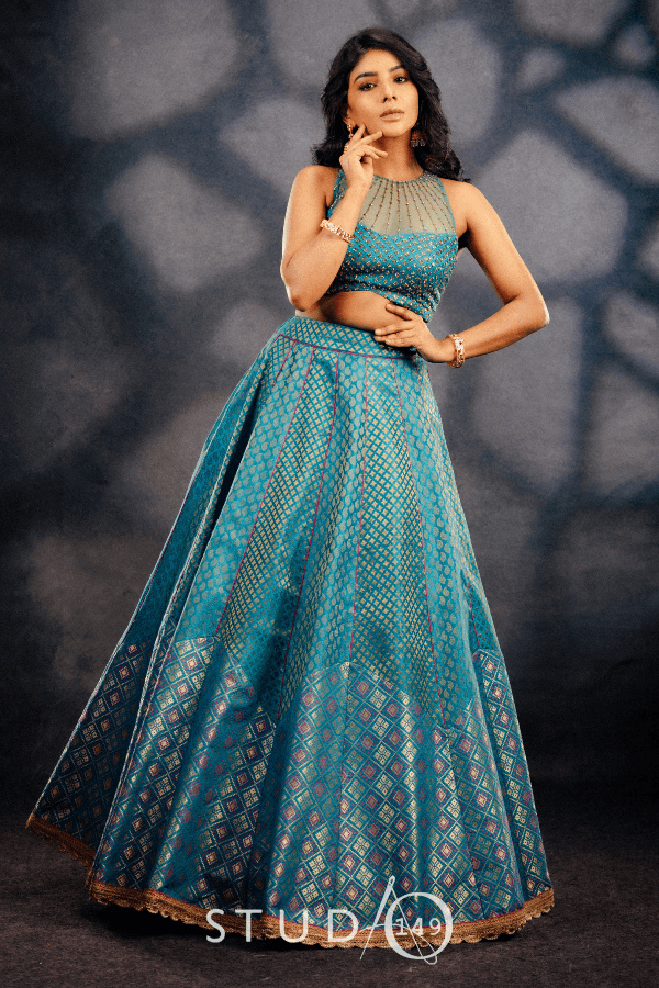 DESIGNER BROCADE CROP TOP AND SKIRT