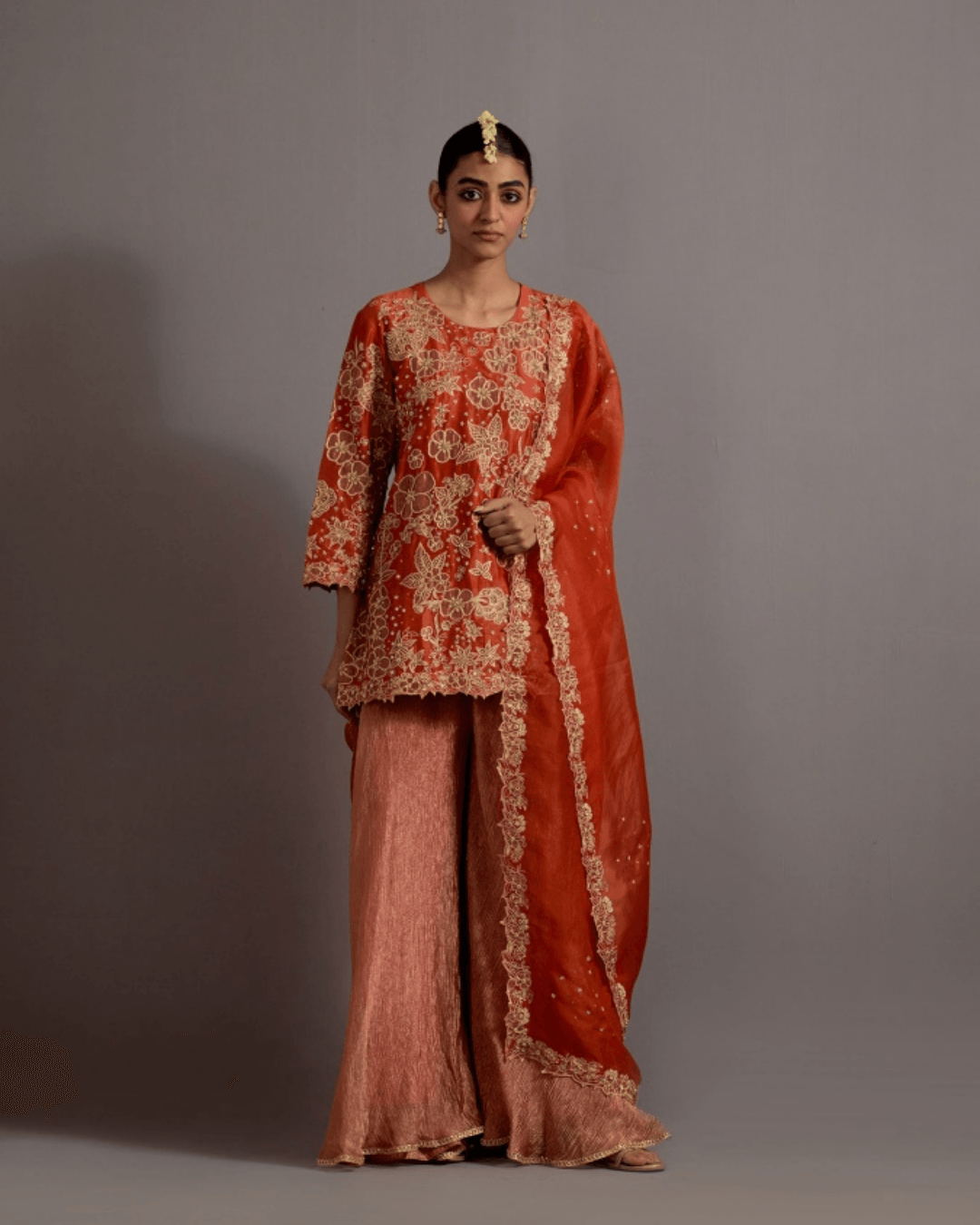 Orange Sharara Set