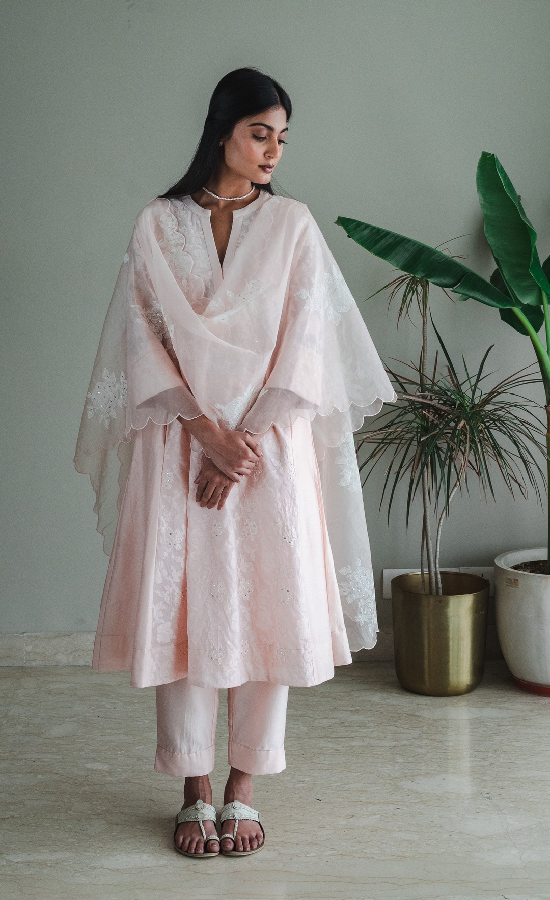 Jaya Kurta In Pink Jacquard And Chanderi With Pants