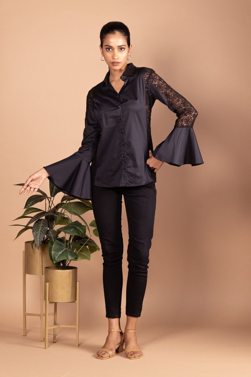 Chic Noir Lace Shirt