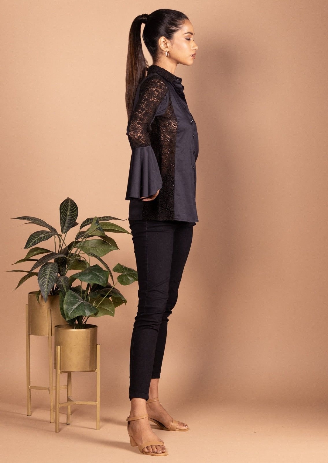 Chic Noir Lace Shirt