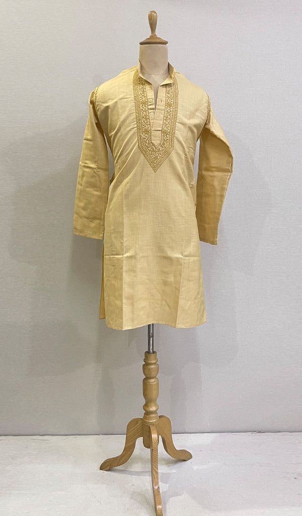 Men's Lucknowi Handcrafted Cotton Chikankari Kurta