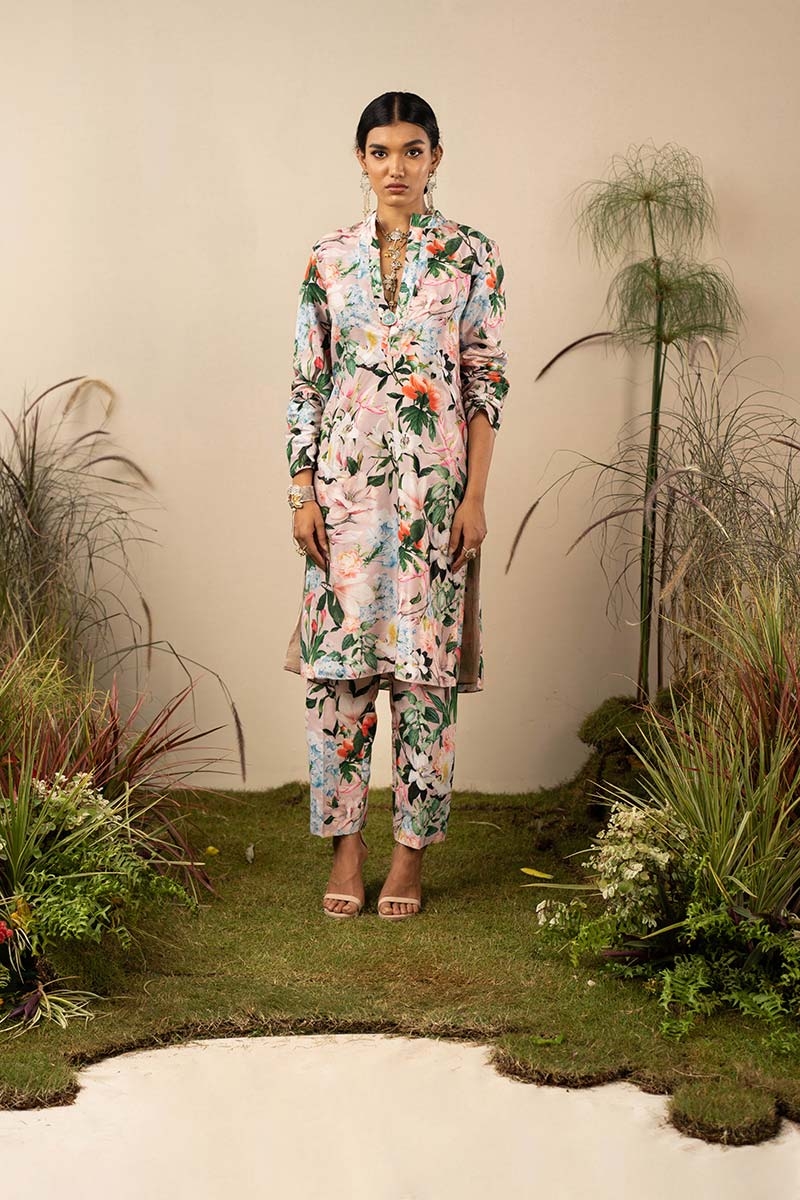 Pink Floral Fantasy Kurta Set