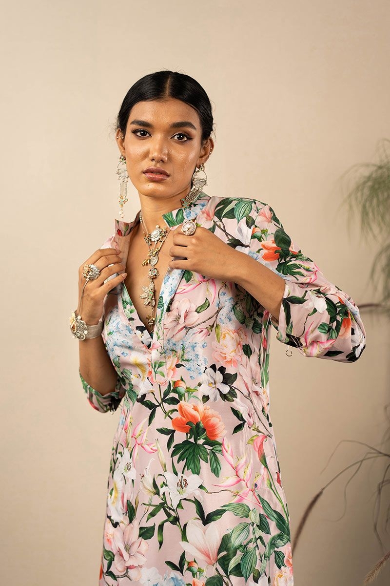 Pink Floral Fantasy Kurta Set