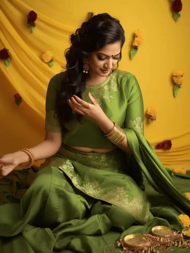 Women in Mehendi attire