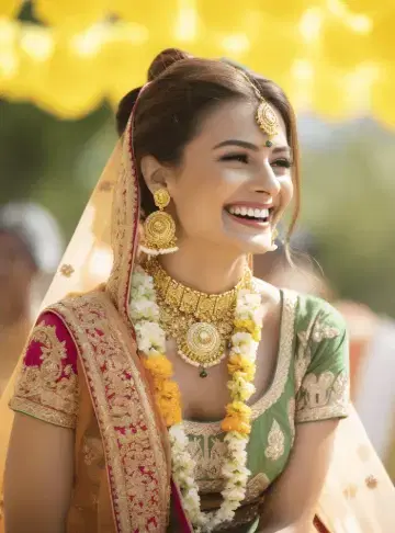 Women wearing a wedding dress